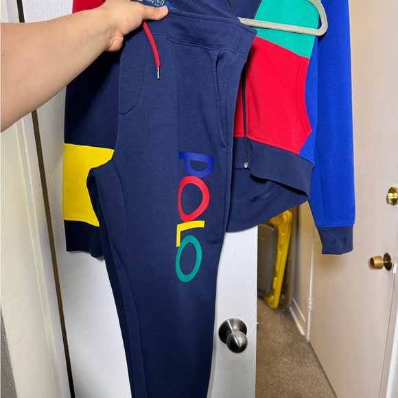 Polo Ralph Lauren Navy Double Knit Logo Hoodie & Jogger Pant Set - Picture 2 of 5
